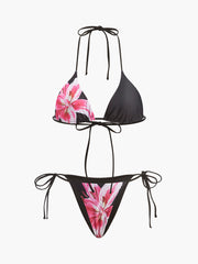 Ağ Etekli Çiçek Desenli Bikini