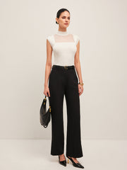 Şeffaf Örgü Yüksek Yaka Üst