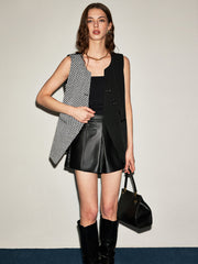 Renkli Blok Desenli Düğmeli Yelek