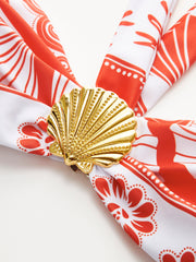 Desenli Halter Yaka Bikini Takımı