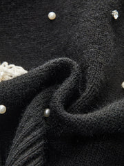 Çiçekli Düğmeli Arkası Açık Triko Yelek