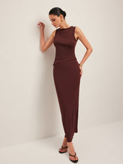 Asimetrik Hem Ribanalı Etek Takımı