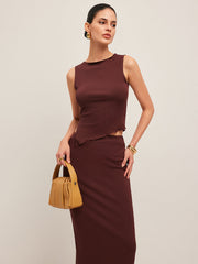 Asimetrik Hem Ribanalı Etek Takımı