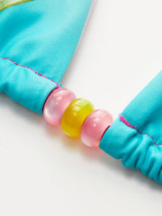 Çiçekli Boncuklu Bikini Takımı