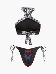 Bohem Baskılı Bağcıklı Bikini