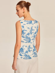 Baskılı Yırtmaçlı Kolsuz Yelek