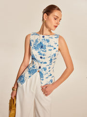 Baskılı Yırtmaçlı Kolsuz Yelek