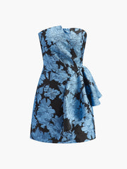 Asimetrik Çiçekli Elbise Askısız