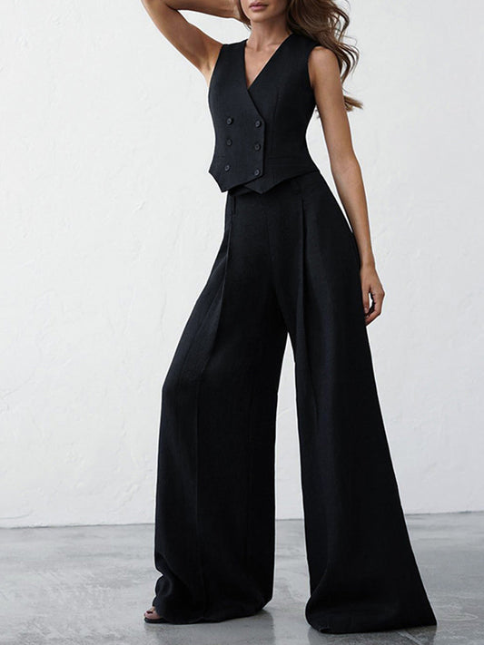 Minimalist Keten İki Parça Pantolon Takımı