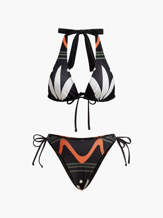 Halter Yaka Bağlamalı Bikini Takımı