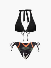 Halter Yaka Desenli Bikini Takımı