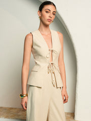 İnci Detaylı Bağcıklı Bluz