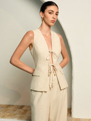 İnci Detaylı Bağcıklı Bluz