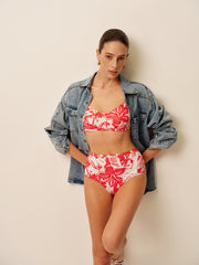 Tropikal Desenli Klipsli Bikini Takımı