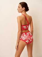 Tropikal Desenli Tek Omuz Bikini