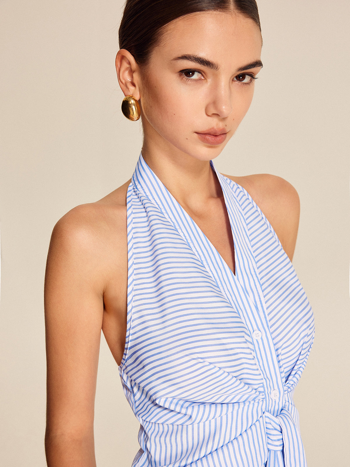 Çizgili Halter Üst