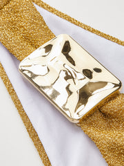 Altın Metalik Detaylı Bikini Altı