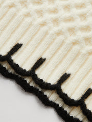 Kontrast Kenarlı Kolsuz Örgü Yelek