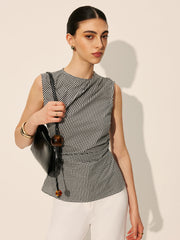 Ekose Desenli Kolsuz Bluz