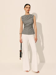 Ekose Desenli Kolsuz Bluz