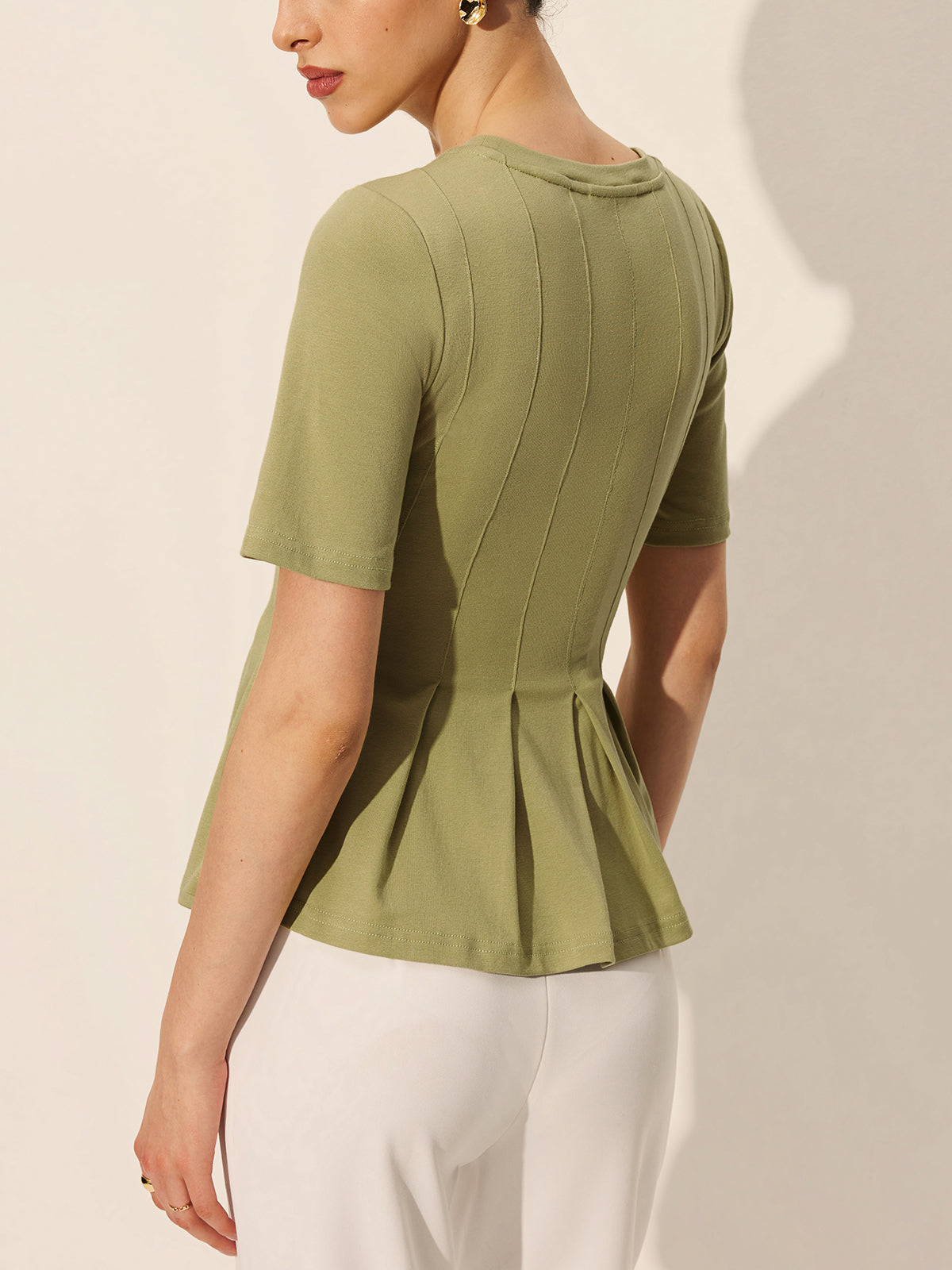 Pileli Peplum Kaburga Üst