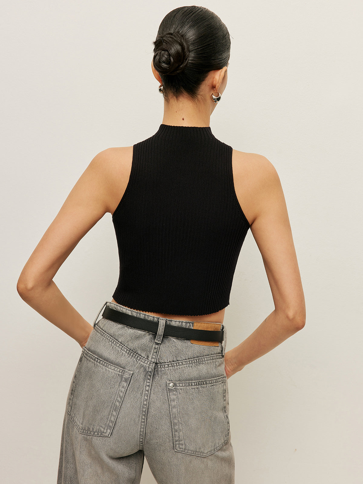 Çizgili Halter Yaka Örgü Üst