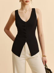 Marul Kenarlı Detaylı Örgü Yelek