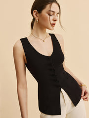 Marul Kenarlı Detaylı Örgü Yelek