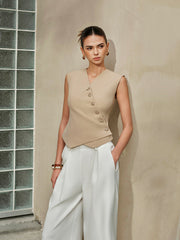 Asimetrik Düğmeli Yelek