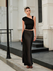 Asimetrik Yaka Kolsuz Bluz