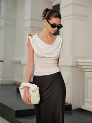 Yarı Şeffaf Metalik Kelebek Yaka Üst