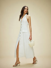 Cepli Bağlamalı Kolsuz Elbise