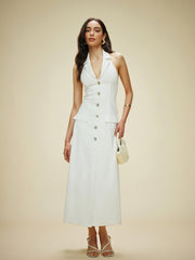 Cepli Bağlamalı Kolsuz Elbise