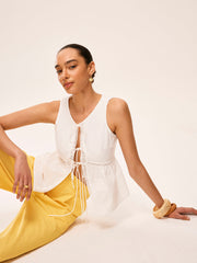 Pamuk Dantel Detaylı Yarı Şeffaf Bluz