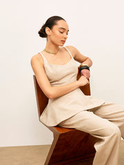 Arka Fermuarlı Bluz ve Etek