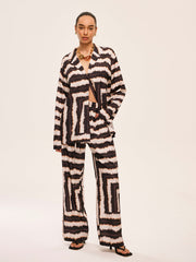 Cepli Geometrik Renk Bloklu Pantolon Seti