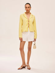 Şık Yaka Detaylı Kemerli Bluz