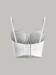 Yarı Şeffaf Nakışlı Kalp Yaka Korse