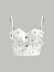 Yarı Şeffaf Nakışlı Kalp Yaka Korse