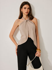 Sırtı Açık Halter Yaka Bluz