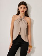 Sırtı Açık Halter Yaka Bluz