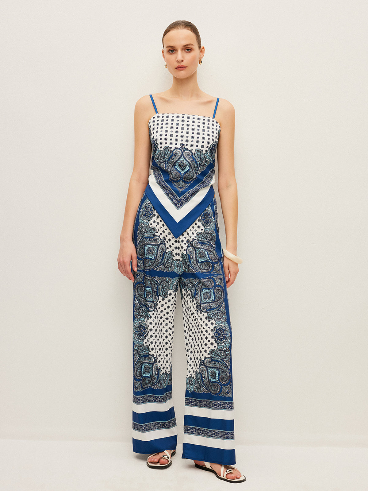 Arka Bağlamalı Baskılı Pantolon Takımı