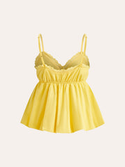 Dantel Detaylı V Yaka Askılı Bluz