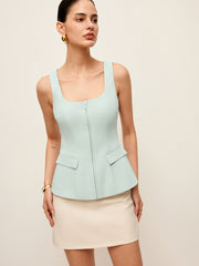 Cep Detaylı Fermuarlı Üst