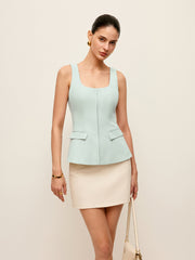 Cep Detaylı Fermuarlı Üst