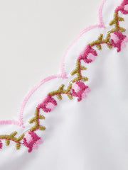 Nakışlı Kabarık Kollu Fiyonk Bluz