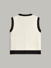 Cepli Kontrast Dikişli Düğmeli Yelek