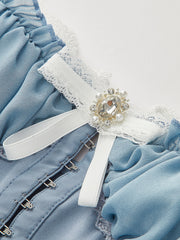 Dantel Detaylı Kalp Yaka Fiyonk Korse