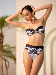 Çiçekli Desenli Yüksek Bel Mayo Altı