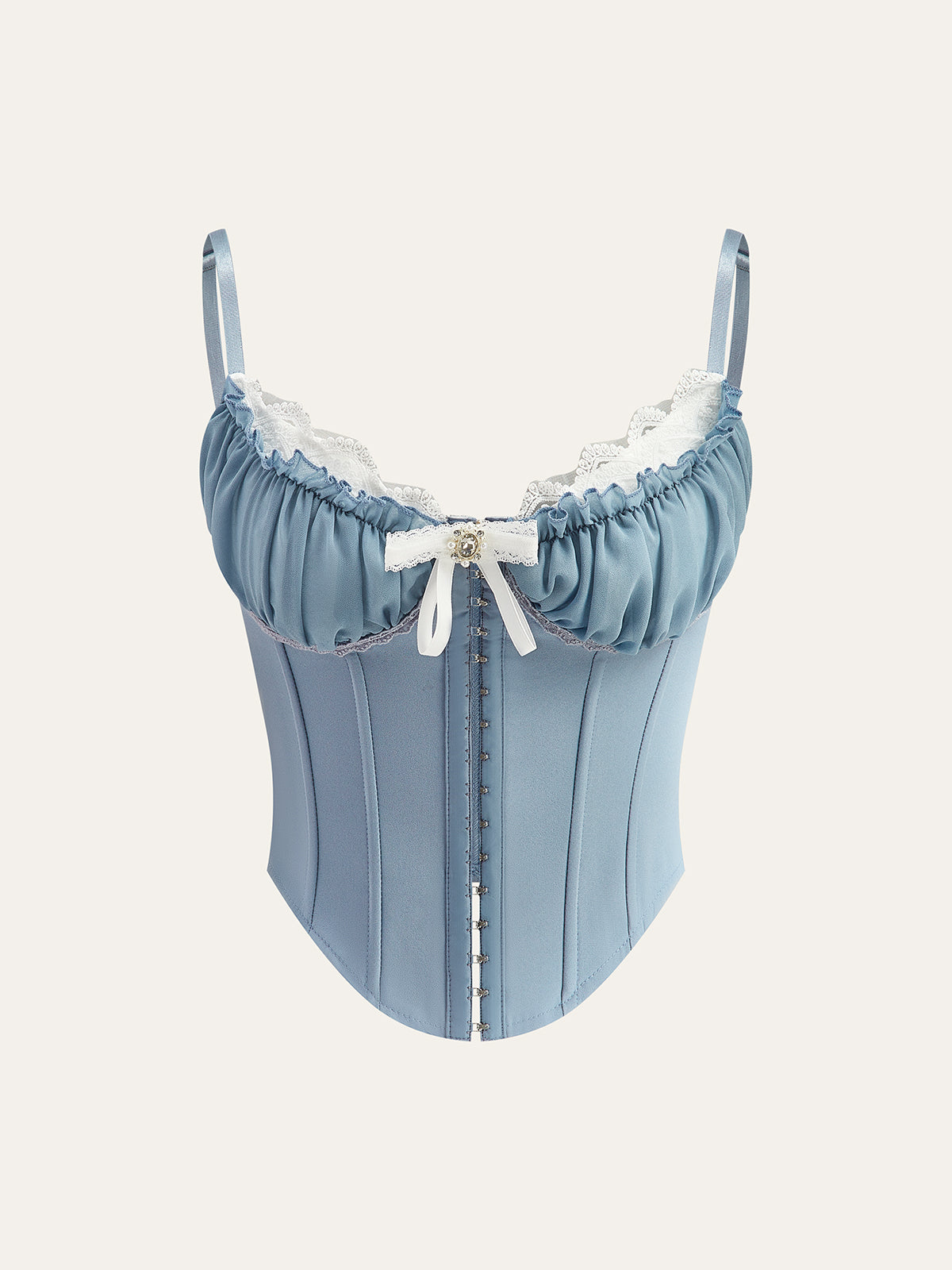 Dantel Detaylı Kalp Yaka Fiyonk Korse